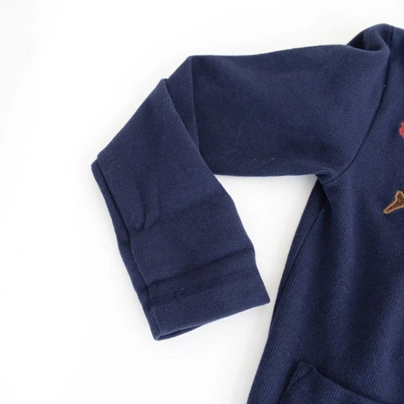 Gabrielle Navy 100% Cotton Bird Design Cardigan  Med - Picture 11 of 14